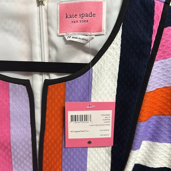 Kate Spade multi colored striped, above knee, sleeveless dress Size 14 - Picture 3 of 7